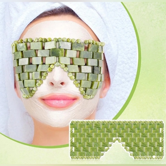 Large Green Genuine Jade Crystal Eye Mask Spa Relaxation Meditation Massage NEW! - Picture 5 of 12